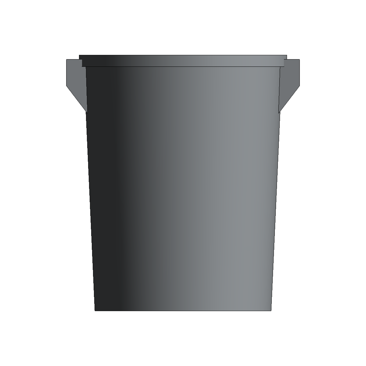 Front view of the sample commercial trash receptacle