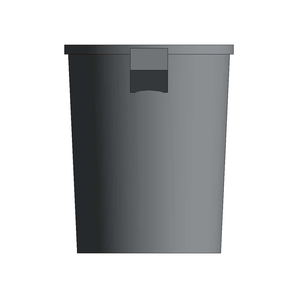 Side view of the sample commercial trash receptacle