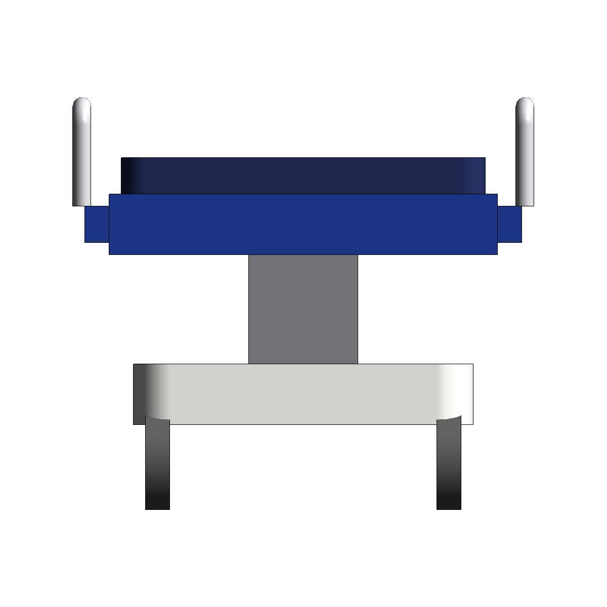 Front view of the sample hospital stretcher