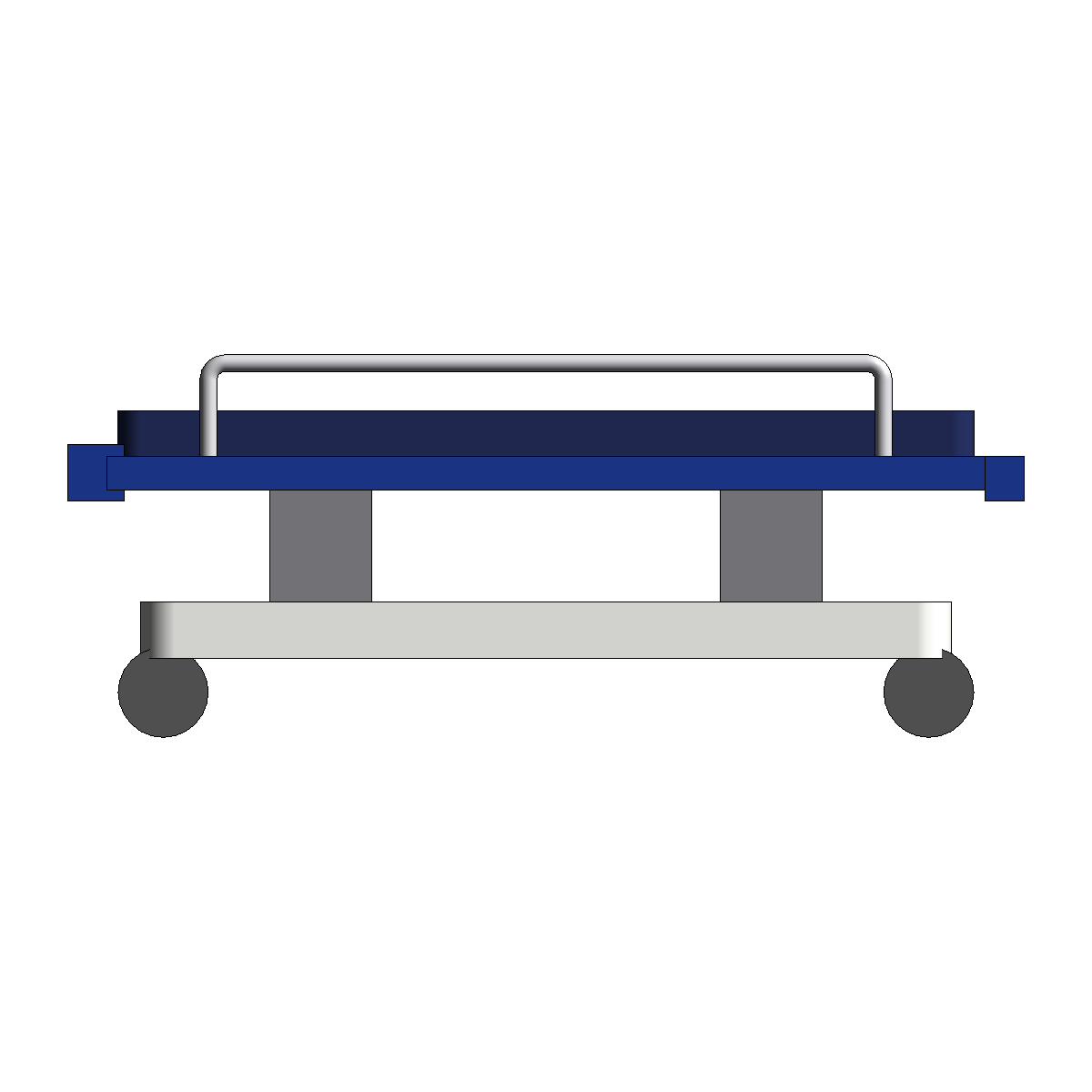 Side view of the sample hospital stretcher