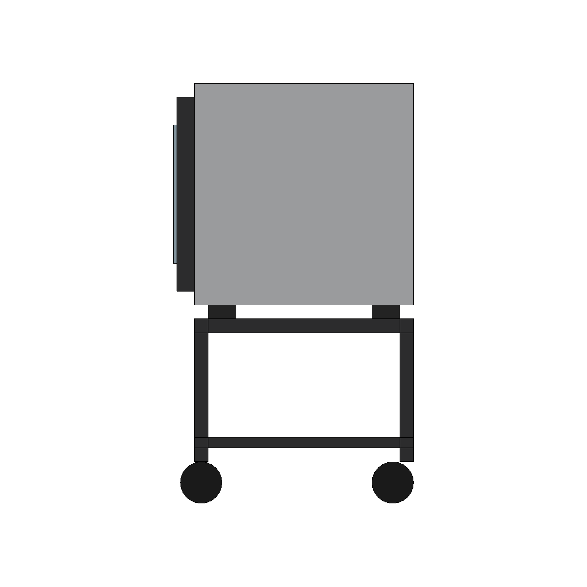 Side view of the sample mobile heating oven